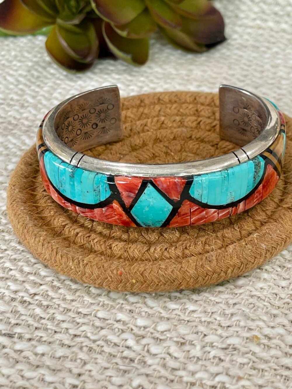Beautiful Handmade Sterling Silver & Multi Stone Cuff Bracelet